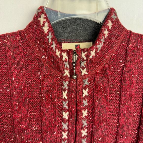 NWT WOOLRICH | Red Wide Ribbed Knit Wool Blend Zip Up Vest | Women's Small - Picture 3 of 9